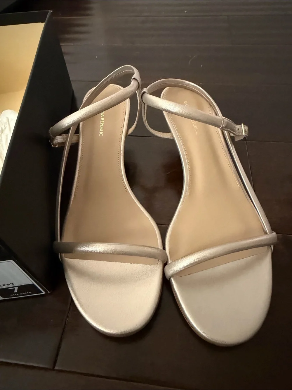 Banana Republic Metallic Strappy Kitten Heel Sandals Italian leather